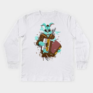 Rabbit Playing Accordion Kids Long Sleeve T-Shirt